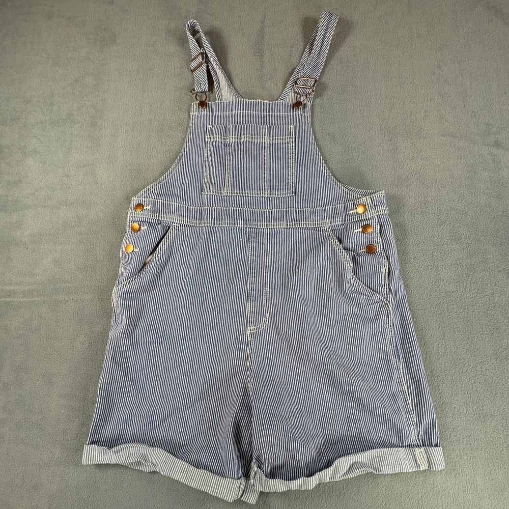 Universal Thread Womens Hickory Stripe Denim Shortalls Blue White Size 10